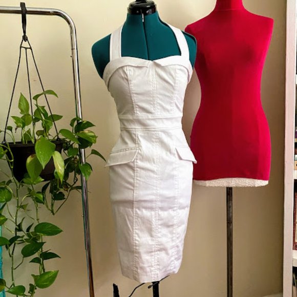 French Connection white halter dress size 2 - Picture 2 of 12